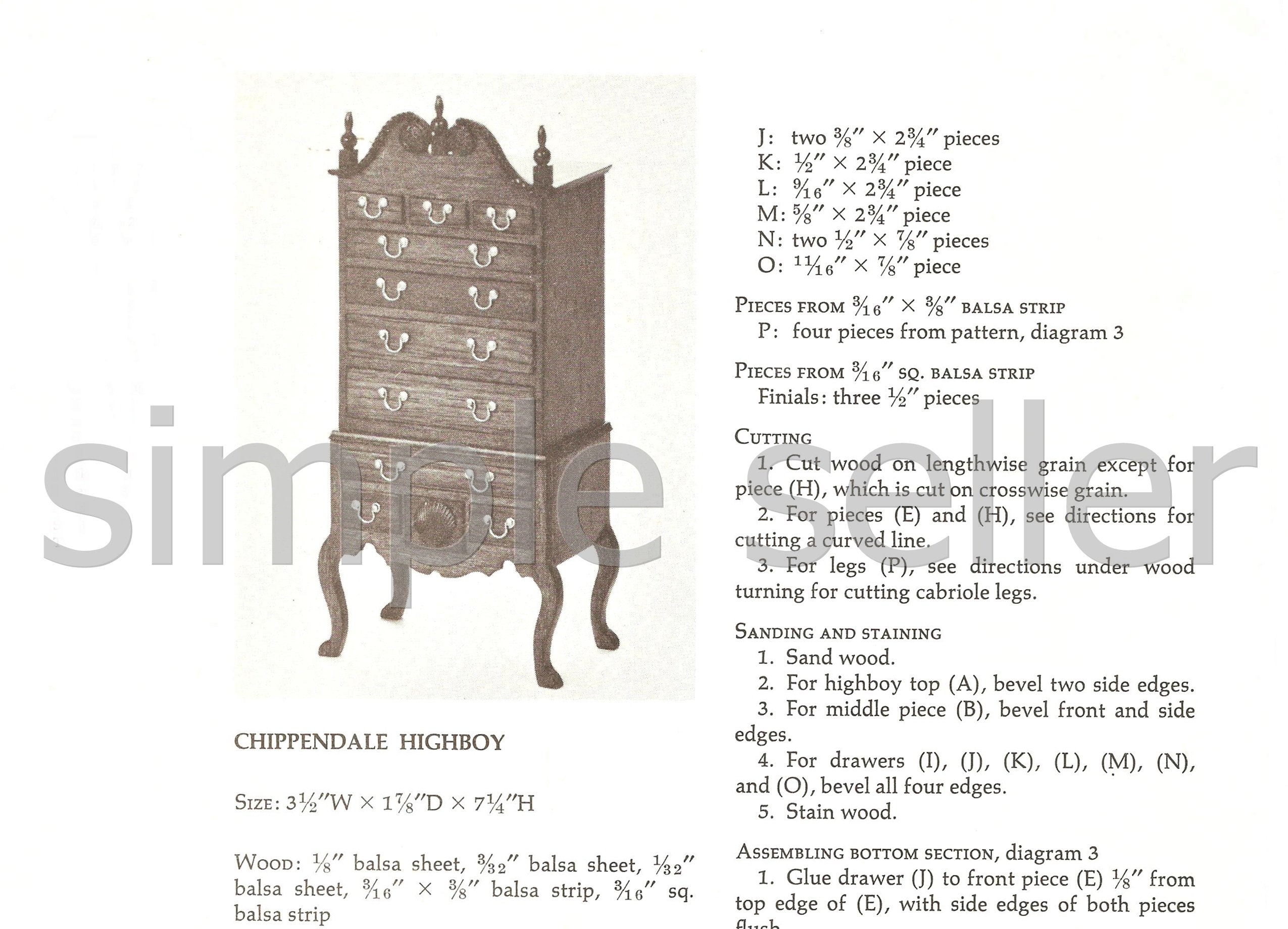 Vintage Dollhouse Doll House Miniature Balsa Wood Furniture Chests 5