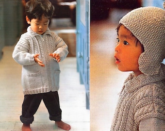 Children's Knit Zipped Jacket & Hat: Cabled Yoke Pattern (PDF Download)