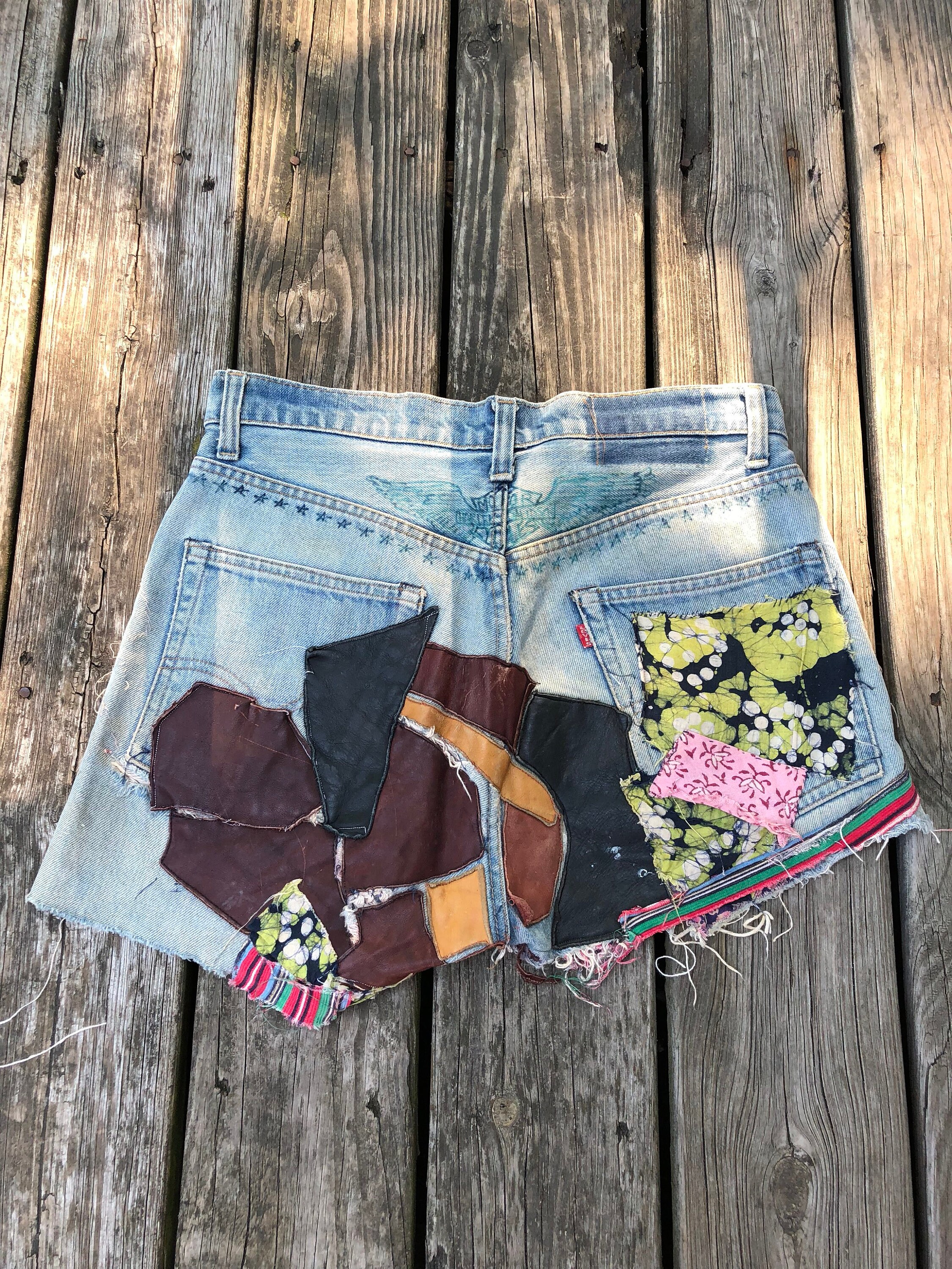 Vintage Rare Levis Patched Harley 