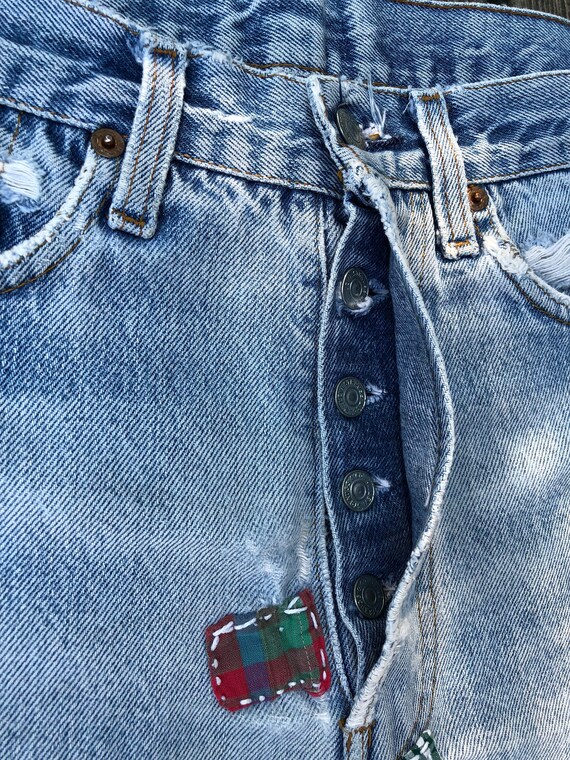 Vintage Rare Levis Patched Red Tab Cutoffs Jean S… - image 3