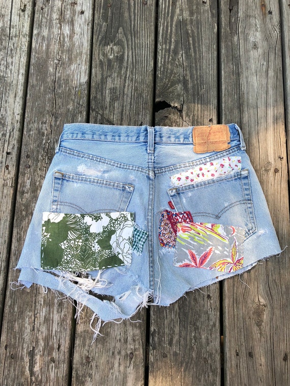 Vintage Rare Levis Patched Red Tab Cutoffs Jean S… - image 1