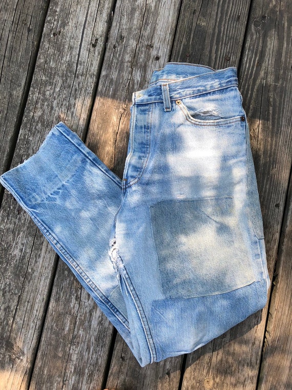 Vintage Patched Levis 501 Perfect Fade Distressed 