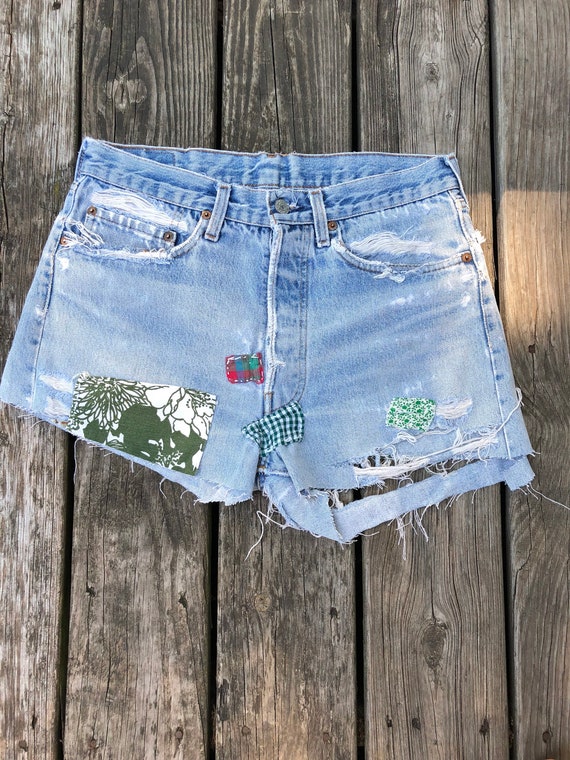 Vintage Rare Levis Patched Red Tab Cutoffs Jean S… - image 2