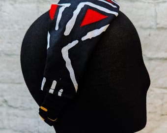 African Mudcloth Headband: Black & White Twisted Cotton Hair Accessory