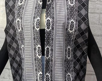 Unisex African Wax Print Vest: Black & White Borderprint Jacket