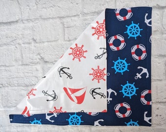 Reversible Oilcloth Placemats: Nautical Sailboat Print, Set of 4