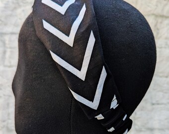 Black & White Twisted Headband: African Mudcloth Design, Cotton Elastic Fit