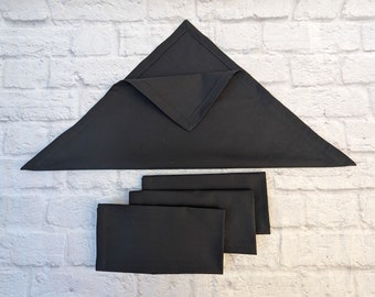 Black Cotton Dinner Napkins: Elegant Topstitched Napkins, Set of 4