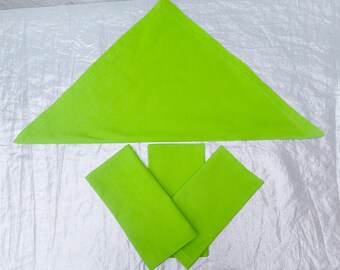 Lime Green Cotton Dinner Napkins: Mitered Corner Set of 4