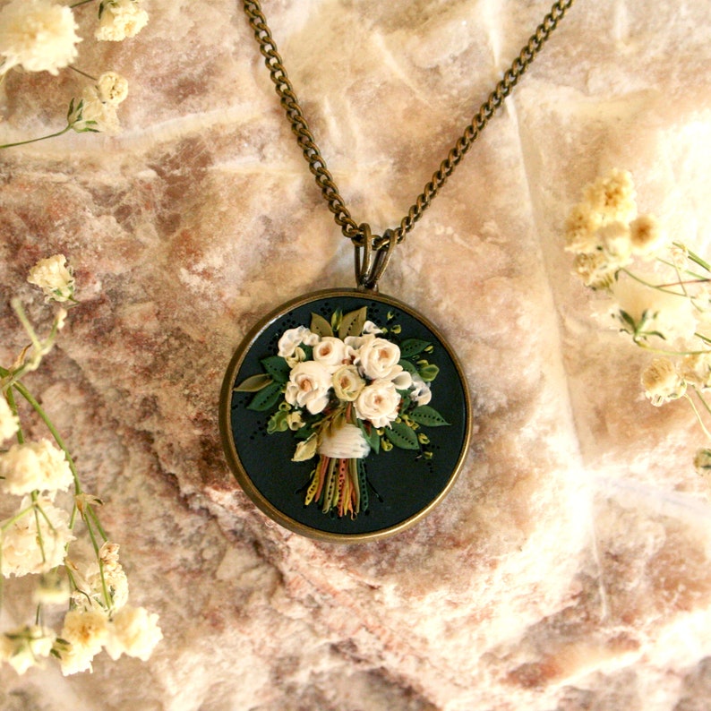 Custom Bride Bouquet Necklace Earth Clay Jewelry Wedding Etsy