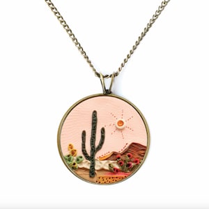ARIZONA Cactus Necklace, Saguaro National Park, Earth Clay Jewelry, Cactus Silhouette, Desert Souvenir, Succulent Necklace, Cactus Charm