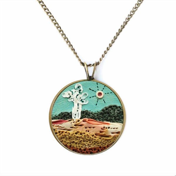 WYOMING Yellowstone National Park  18" Clay Sculpture Necklace, Yellowstone Falls, Artist Point