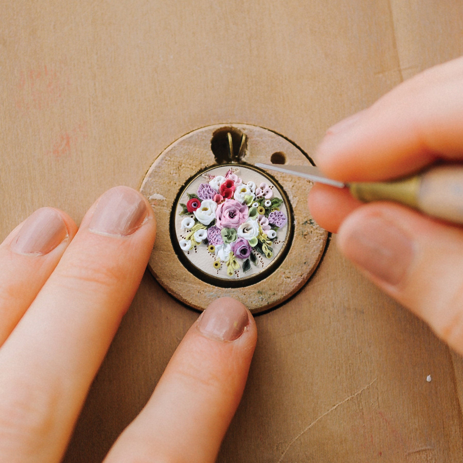 Custom Bride Bouquet Necklace Earth Clay Jewelry Wedding Etsy