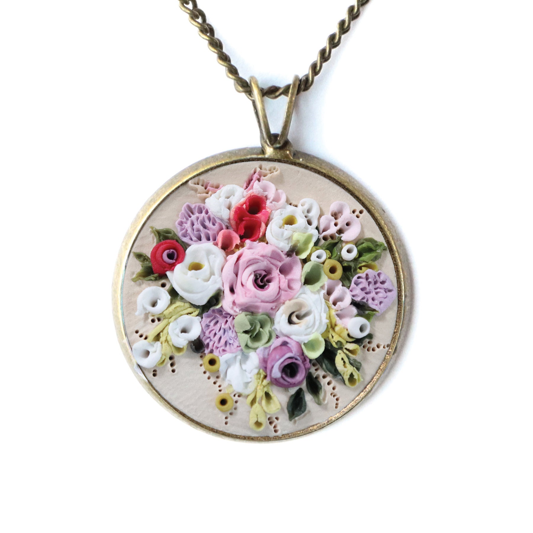 Custom Bride Bouquet Necklace Earth Clay Jewelry Wedding Etsy