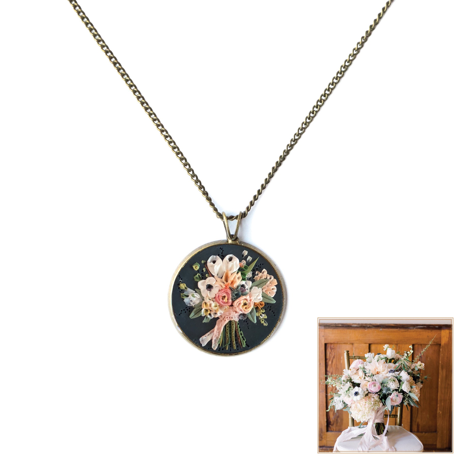 Custom Bride Bouquet Necklace Earth Clay Jewelry Wedding Etsy