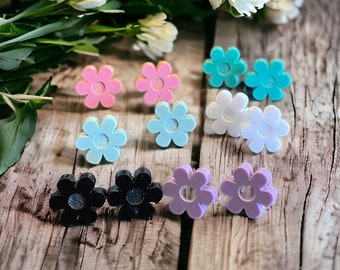 Spring Flowers Stud Earrings - Acrylic Earrings - Hypoallergenic Earrings - Cute Studs - Acrylic Flower Earrings