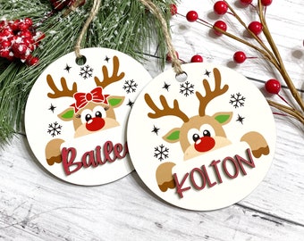 Personalized Reindeer Christmas Ornament - Custom Personalized Ornament - Christmas Gift Tag - Christmas Tag Ornament - Christmas Gift - Tag