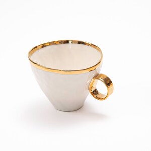 Porcelain Mug 310ml. Porcelain decorated with gold, Luxury tea mug, Gold handmade porcelain, Classic tableware, Romantic design cup, DANCER zdjęcie 2