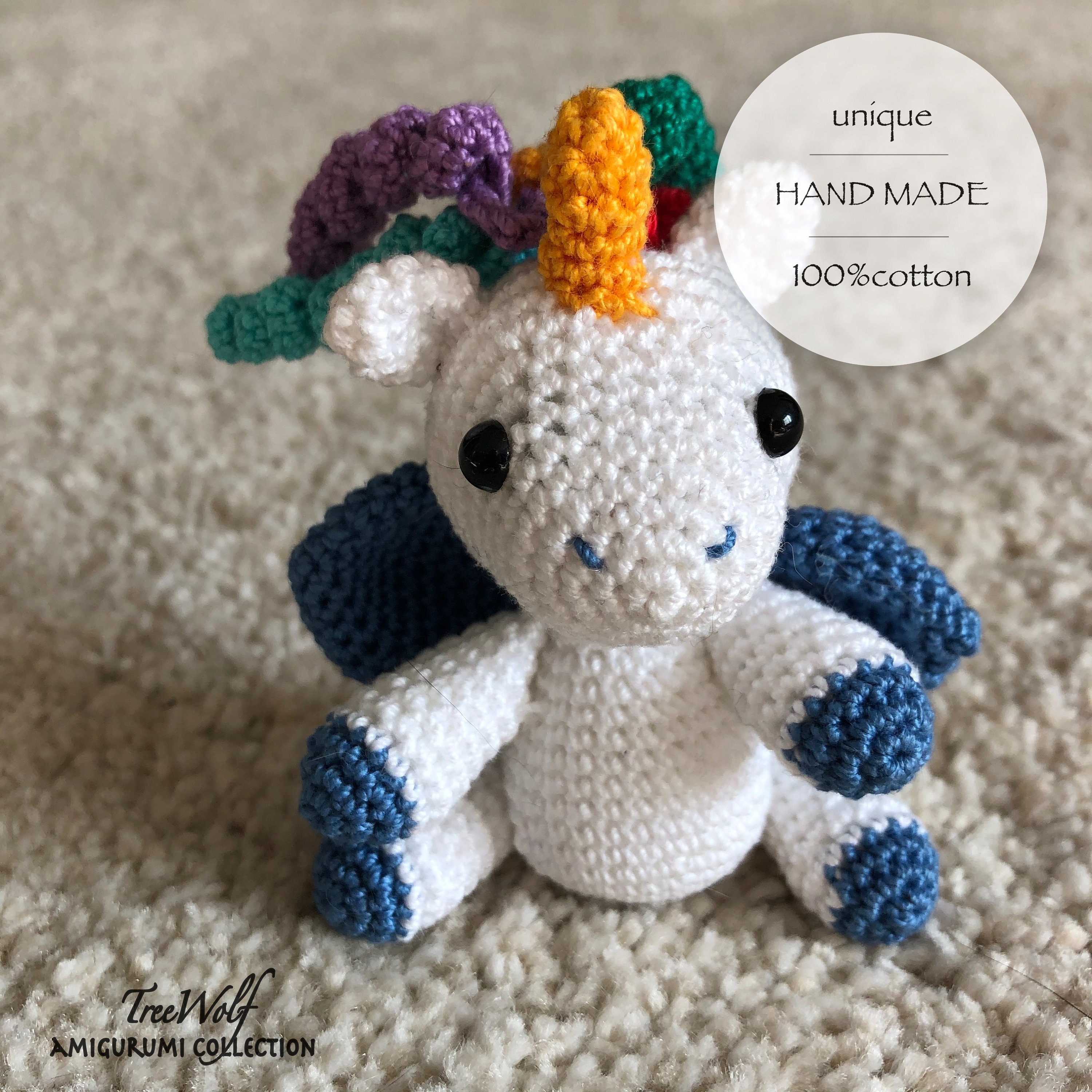 knitted mini unicorn plush toy