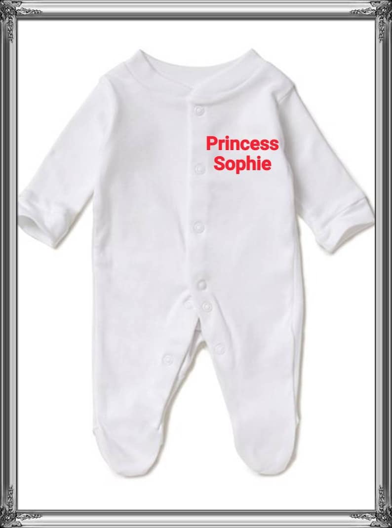 Personalised embroidered baby sleep suit