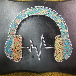 Music is Life HeadPhone String Art [Black Light Reactive]