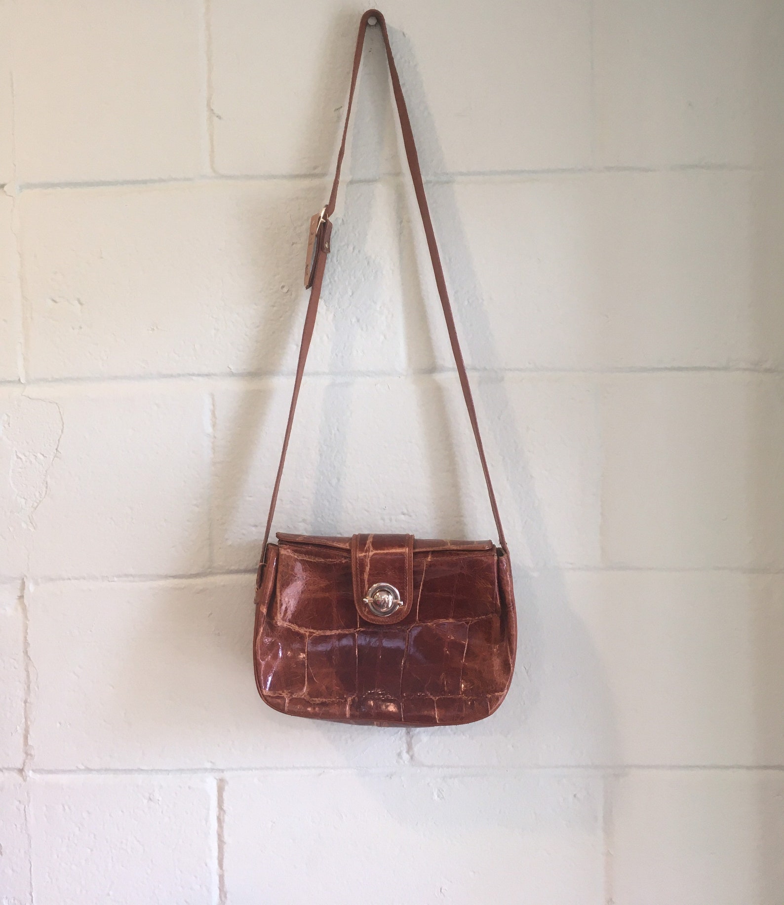 Italian Brown Leather Crossbody Bag by Paola del Lungo Etsy