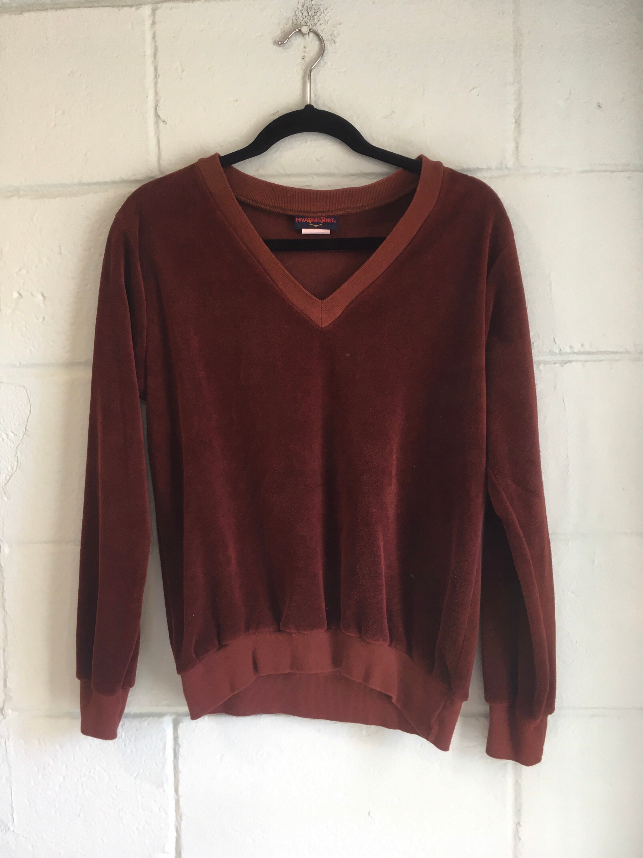 velour v neck sweater