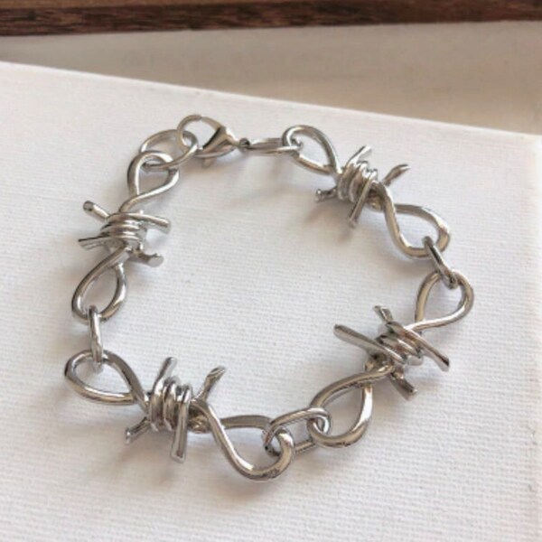 Barbed Wire Bracelet, Barbwire Bracelet, Barbed wire Cuffs Spike Bracelet, Grunge, Eboy Egirl