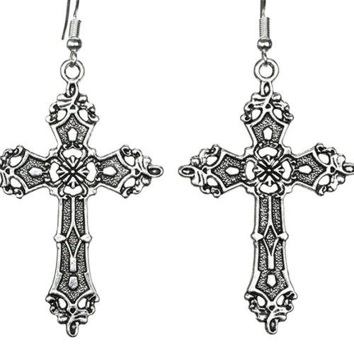 Vintage Cross Earrings Victorian Aesthetic Cross Earring | Etsy