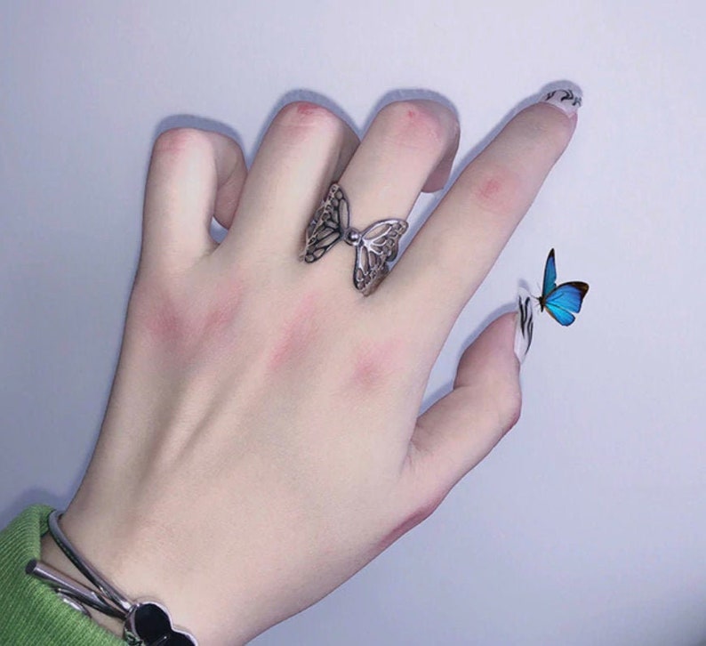 Butterfly Ring Silver Butterfly Ring Butterfly Statement Etsy