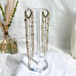 Dangle Earrings, Long Dangle Earrings, Long Tassel Earrings, Tassel Drop Earrings, Gold Drop Earrings