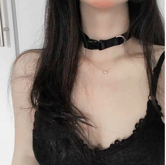 Buckle Choker Tech Wear Black Adjustable Buckle Choker Egirl