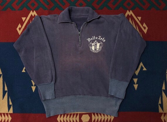 50s 60s half zip sweatshirt faded sweatshirt