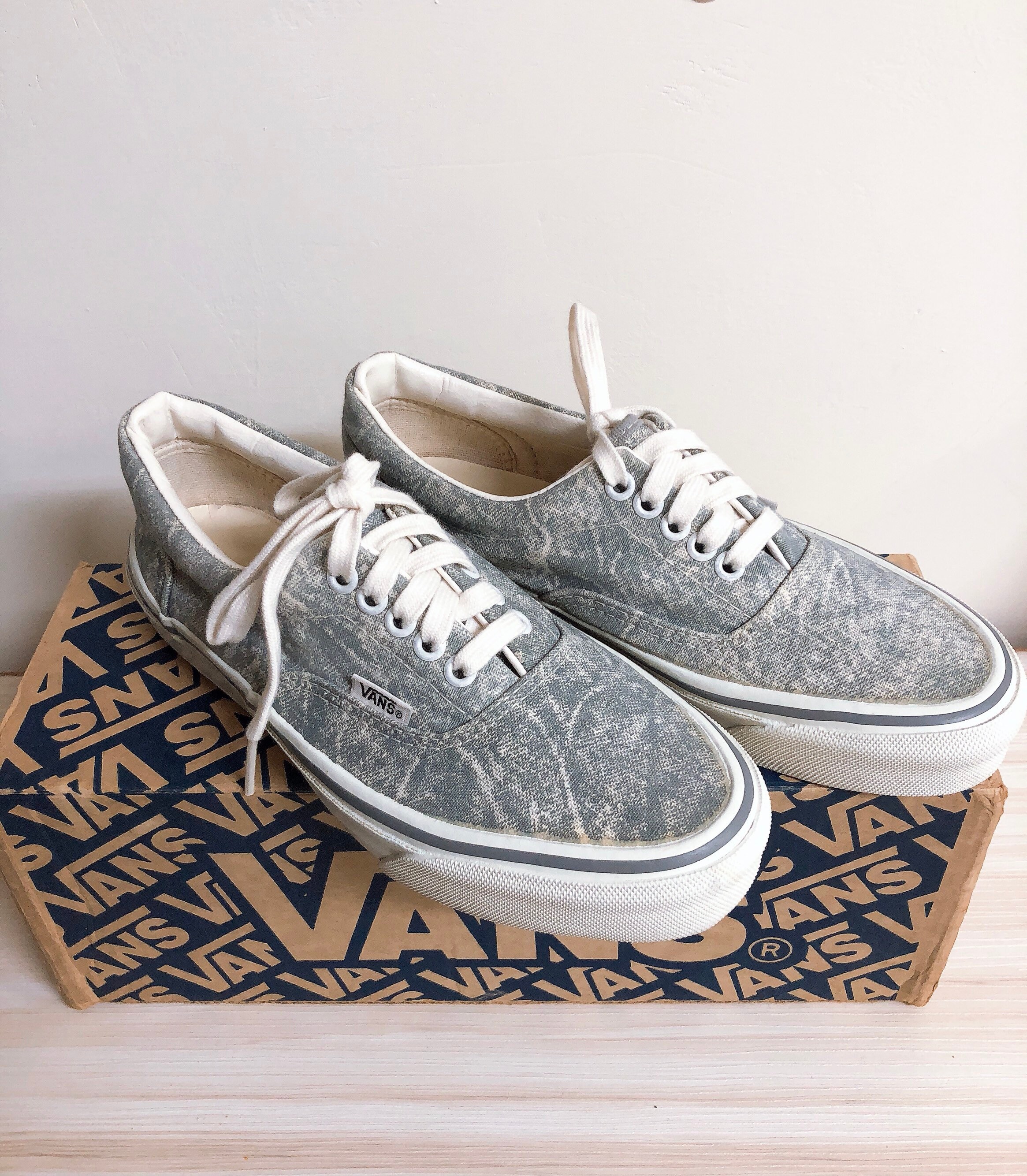 90s Vintage Vans Shoes Acid Denim Shoes Made in USA With Box - Etsy