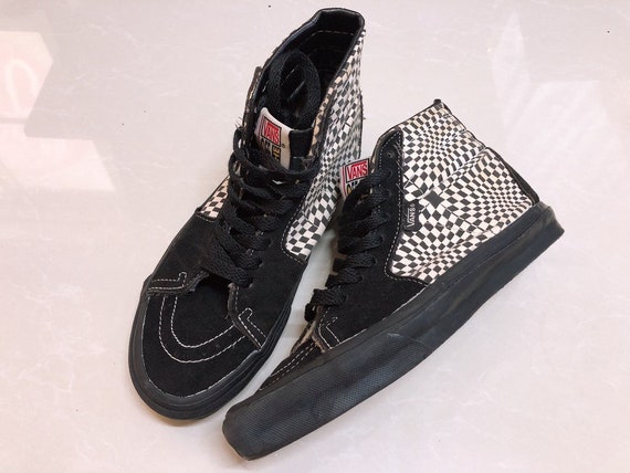 Vintage Vans optical checkerboard shoes sk8-hi mad