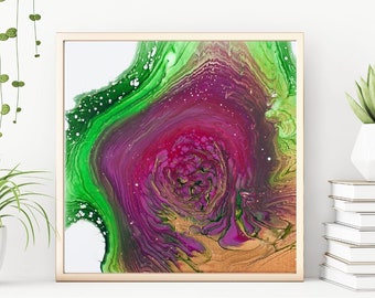 Peinture acrylique sur toile avec finition en résine, chou frisé ornemental