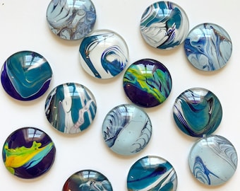 Acrylique Pour Peinture Aimants 1 » (25mm rond) Verre Bombed