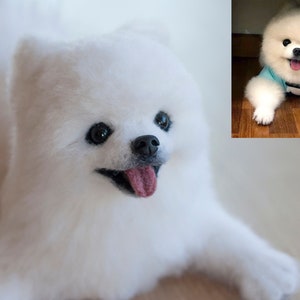 Needle Felted White Pomeranian Boo Replica 15-17 cm, Custom Made Pomeranian Puppy Realistic Wool Sculpture image 2