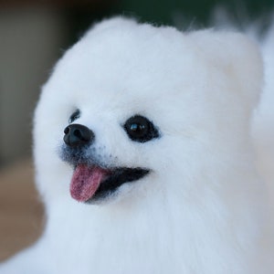 Needle Felted White Pomeranian Boo Replica 15-17 cm, Custom Made Pomeranian Puppy Realistic Wool Sculpture image 5