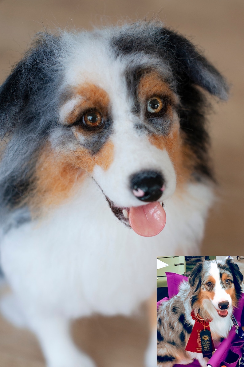 Needle Felted Blue Merle Australian Shepherd Dog Replica 2023 Etsy