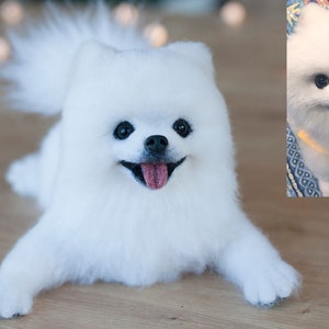 Needle Felted White Pomeranian Boo Replica 15-17 cm, Custom Made Pomeranian Puppy Realistic Wool Sculpture image 3