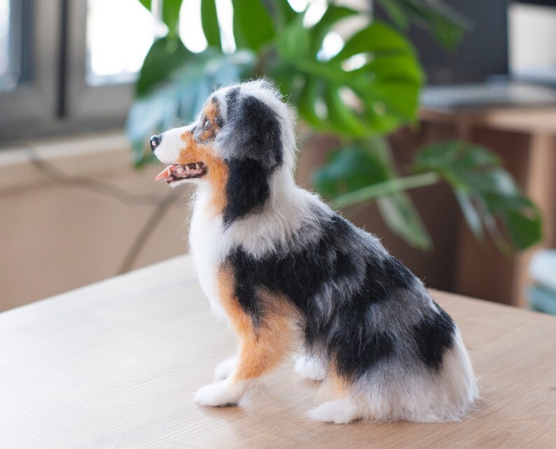 Needle Felted Blue Merle Australian Shepherd Dog Replica 2023 Etsy
