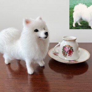 Needle Felted White Pomeranian Boo Replica 15-17 cm, Custom Made Pomeranian Puppy Realistic Wool Sculpture image 7