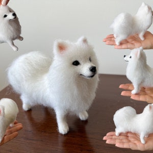 Needle Felted White Pomeranian Boo Replica 15-17 cm, Custom Made Pomeranian Puppy Realistic Wool Sculpture image 8