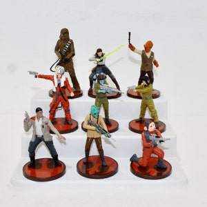 Collectible Star Wars 9 Action Figures with 9 Stands 4 inch High Size Made by Disney/Lucas Films