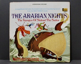 Vintage Walt Disney Story and Music from The Arabian Nights - The Voyages of Sinbad The Sailor vinyl record album 1970