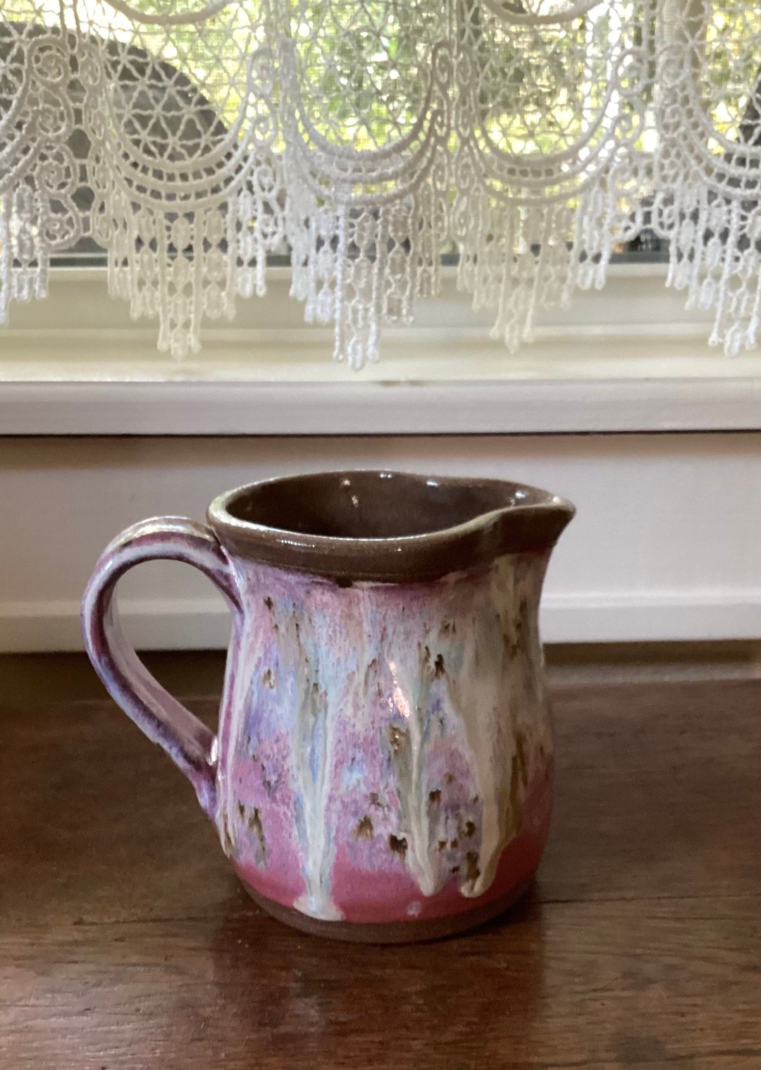 Vintage Raspberry Ceramic Pitcher Rich Vibrant Raspberry Glazed Stoneware Pitcher - Etsy