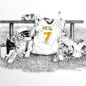 Personalized Lacrosse Print, Team Colors, Men&#39;s Lacrosse Gift, Senior gift,Banquet Gift, Pencil Personalization, Boys Lacrosse, Senior Night