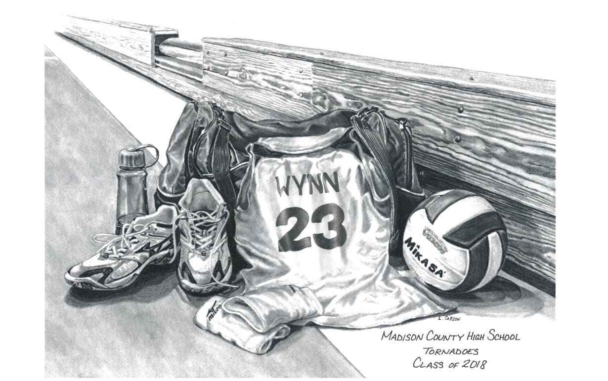 Personalized Volleyball Print: Senior Gift, Pencil Art