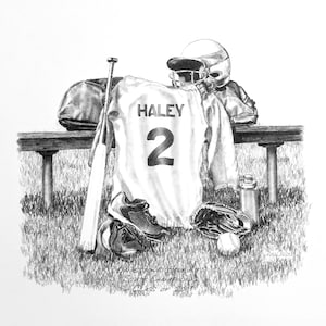 Personalized Pencil Softball Print: Senior Athlete Gift